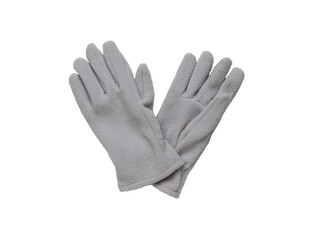 A pair of warm fleece gloves insulated on a white background.