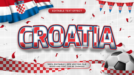 Editable text style effect football background theme. croatia nation flag