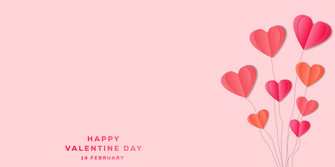 valentine day background in paper cut style with copy space area. vector valentine design