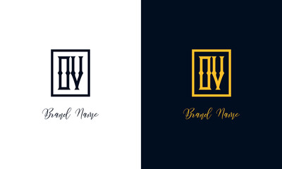 Minimal Abstract letter OV logo.