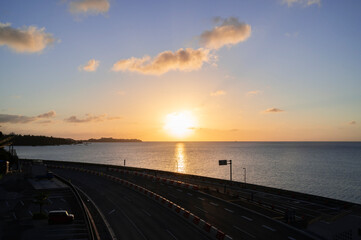 沖縄　名護湾の夕景