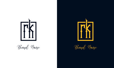 Minimal Abstract letter RK logo.