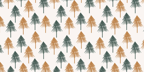 Christmas tree cheer seamless repeating pattern background. Trendy for fabric, texitle print, wallpaper, background, wrapping or invitation cards, packaging.
