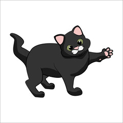 Cat flat design illustration. Funny cartoon cat