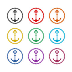 Nautical logo isolated on white background, color set