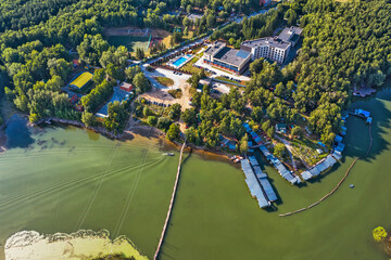 Pontoon bridge over the Razdelnaya River. Berdsk, Russia