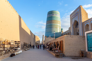 The Kalta Minor minaret, Ichan Kala (or Itchan Qala is walled inner town of the city of Khiva, a...