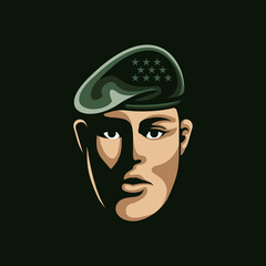 Military soldier logo mascot template. Soldier special force vector icon.