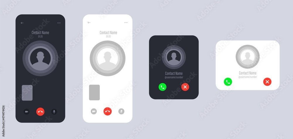 Poster mobile online video call interface template with user icon. vector ui screen.