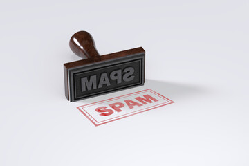 Rubber stamping that says Spam on White Background.