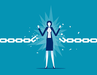 Abstract breaking chains metaphor symbol. Break free concept