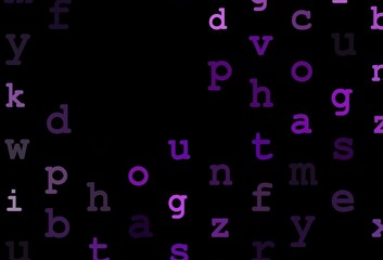 Dark purple vector texture with ABC characters.