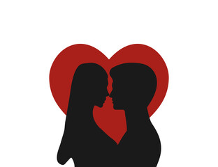 Couple love heart icon. Vector illustration. Flat design.