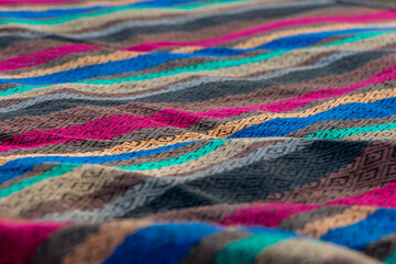 Colorful striped fabric with coarse texture