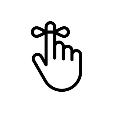 reminder hand with string tied vector icon