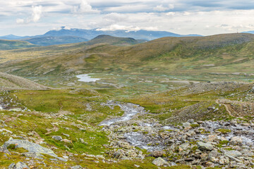 View of a rolling in mountain landscape