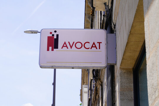 lawyer avocat text sign and brand logo facade french on wall office counsel entrance solicitor in France