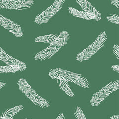 Fir tree branch seamless pattern, winter background.  christmas holly, spruce branches