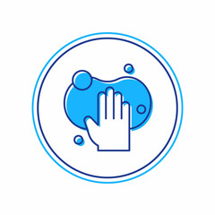 Obraz premium Filled outline Sponge icon isolated on white background. Wisp of bast for washing dishes. Cleaning service logo. Vector