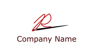 needle and letter r vector design template illustration