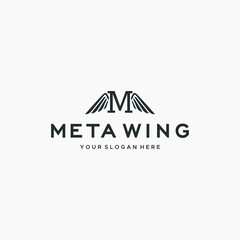 Flat letter mark initial M META WING logo design