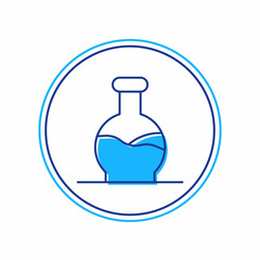 Filled outline Test tube and flask chemical laboratory test icon isolated on white background. Laboratory glassware sign. Vector