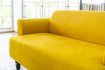 empty yellow sofa decoration in a room
