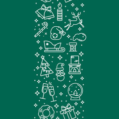 Green Seamless strip of New Year symbols - 474479638