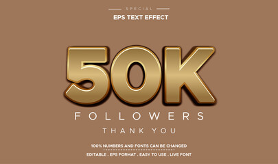 editable 3d text effect style number 50k followers