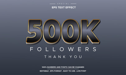 editable 3d text effect style number 500k followers