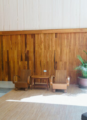 empty wood chair with table