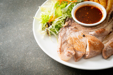 grilled pork chop steak with Thai spicy dipping sauce