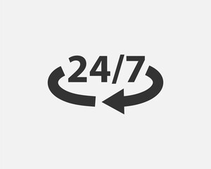 24 Hours a day service icon symbol vector