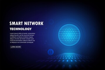 Communication technology for internet business. Global Network And Telecom Abstract Technology Background Security Technology Concept Hi-tech Innovation Circle Neon Blue Background Vector Design