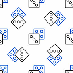 Line Game dice icon isolated seamless pattern on white background. Casino gambling. Colorful outline concept. Vector