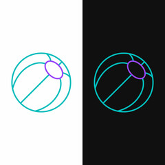 Line Beach ball icon isolated on white and black background. Colorful outline concept. Vector