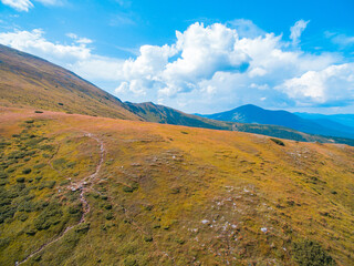 Aerial View of Great Green Ridge. Wooded Mountain Landscape