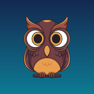 Cute owl character mascot illustration