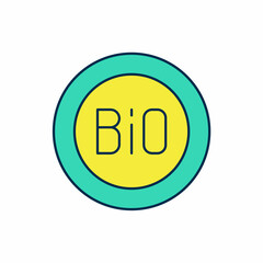 Filled outline Banner, label, tag, logo for bio green healthy food icon isolated on white background. Organic product. Healthy food sticker. Vector