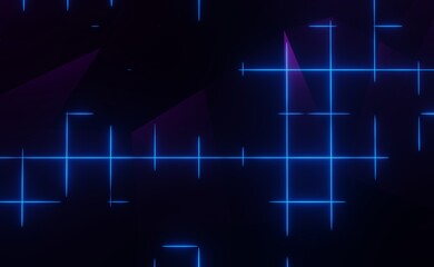 3d render of RGB neon light on darkness background. Abstract Laser lines show at night. Ultraviolet spectrum beam scene