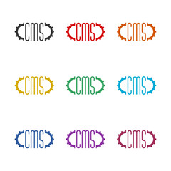 CMS icon isolated on white background, color set