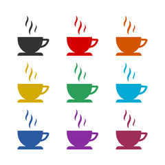 Coffee cup icon isolated on white background, color set