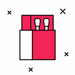 Filled outline Open matchbox and matches icon isolated on white background. Vector