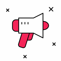 Filled outline Megaphone icon isolated on white background. Speaker sign. Vector