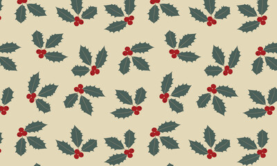 Christmas floral flower seamless repeating pattern background. Trendy for fabric, texitle print, wallpaper, background, wrapping or invitation cards, packaging.