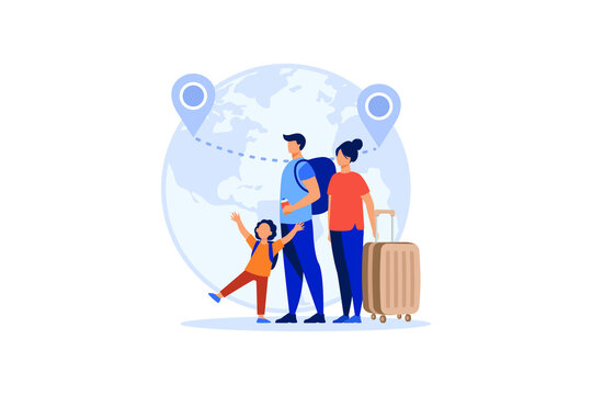 International migration flat modern design illustration