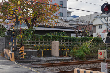 赤塚駅近くの踏切の風景　赤塚、板橋区、東京、日本