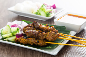 Malaysian beef satay with delicious peanut sauce.