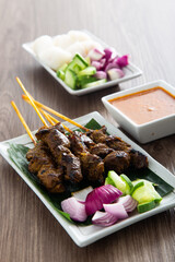 Malaysian mutton satay with delicious peanut sauce.