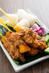 Malaysian chicken satay with delicious peanut sauce.